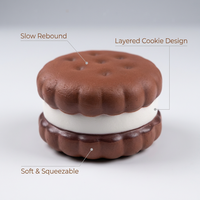 Balle anti-stress à presser en mousse à rebond lent, forme biscuit crème chocolat, toucher doux, pour la maison et le bureau