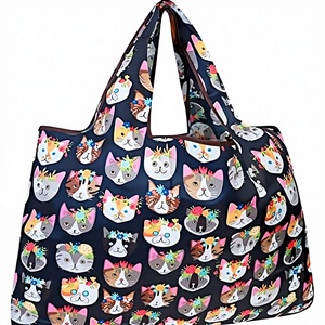 Folding Polyester Easy <b>Carry</b> Reusable Shopping Storage Bag Handbag Custom Hot Sale Grocery Supermarket Bag - Product Image 3