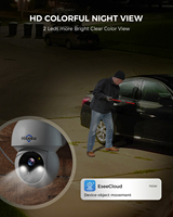 Esee Cloud 4MP IP66 Système de caméra de sécurité CCTV WiFi sans fil Détection de sports de plein air Vision nocturne Carte SD PTZ à énergie solaire