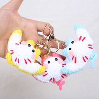 Porte-clés en peluche rayon manta fait main au crochet, en tissu tricoté en coton, motif animaux marins Kawaii, cadeau marin 3D pour femme