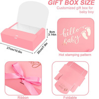 B817 rose souvenir bébé fille boîte-cadeau avec ruban feuille d'or empreintes faveur emballage grand carton bébé douche nouveau-né boîtes
