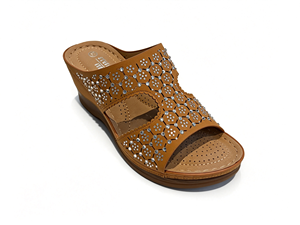 Sandalias de Plataforma para Mujer, Punta Abierta, Cuero Genuino, Pedrería, Diseño Geométrico, Doble Correa, Casuales, Logotipo Personalizado, Marca Privada - Product Image 3
