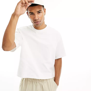 Chất Lượng Cao Quá Khổ Tee Hộp Phù Hợp Trắng T-Shirt Bông Áo Thun Tùy Chỉnh Đồ Họa Drop Shoulder Boxy Trống Cắt Người Đàn Ông T Áo Sơ Mi - Product Image 1