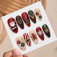 Ongles de Noël 3D en chrome effet œil de chat, peints à la main, en acrylique, à presser, réutilisables, vente en gros