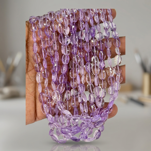 Perles en pierre de quartz naturel ombré facetté de qualité AAA, forme ovale 8x10mm, brin de 14 pouces pour la fabrication de bijoux, vente en gros - Product Image 3