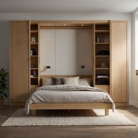 Lit Murphy pliable sur mesure avec armoire et tiroirs, meubles de chambre à coucher, design moderne, gain de place, lits muraux Murphy