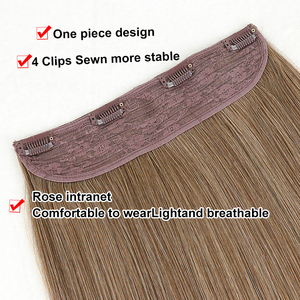 Extensions de cheveux synthétiques invisibles à clips Julianna Wholesale Tangle Free Premium Heat Resistant Yaki Straight 4 Clips - Product Image 3