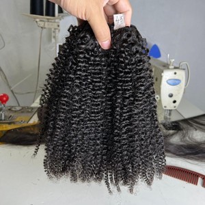 Extensions de cheveux humains bouclés crépus, mèches de cheveux vierges non traités, sans perte ni nœuds, brillants et doux - Product Image 1