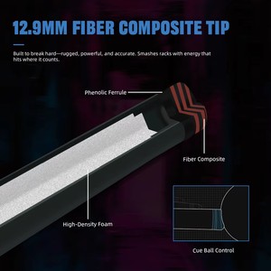 Queue de billard en fibre de carbone AK-KBR, 12,9 mm, 58 pouces, 2 parties, joint en acier inoxydable, vente en gros - Product Image 4