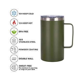 Vaso Térmico de Acero Inoxidable 304 de 24 oz con Logotipo Personalizado, Taza de Viaje Portátil de Gran Capacidad con Asa para Café - Product Image 5