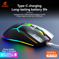 Souris sans fil 6D JW-D238 à trois modes, 2.4G BT, filaire Type-C, optique lumineuse RGB, 4800 DPI pour PC de jeu et ordinateur portable