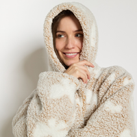 Peignoir long et épais à capuche pour femme, de haute qualité, luxueux, 100% polyester polaire respirant, décontracté, vintage, élastique