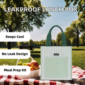 Boîte à lunch isolée pour femmes Eco Canvas Meal Prep Tote Purse avec technologie étanche pour le travail Bureau Business Wine Food Storage - Product Image 5