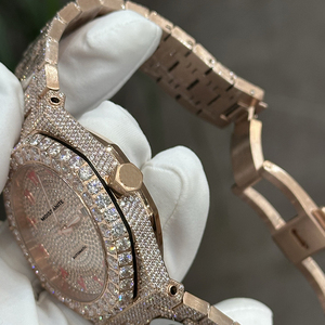 Luxe gegraveerde LOGO handgemaakte volledig beïnvloede diamanten hiphop automatische mechanische horloges VVS D-kleur Moissanite horloges - Product Image 4