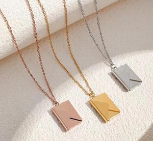 Pendentif d'enveloppe en acier inoxydable, collier de message caché Secret, Unique, cadeau de saint-valentin, bijoux résistant à la sueur - Product Image 2