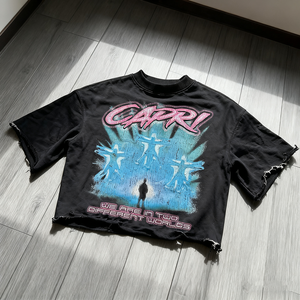 Biểu Tượng Tùy Chỉnh 250G 100% Cotton Dtg In Thời Trang Dạo Phố Tees Cắt <span class=keywords><strong>N</strong></span> May Boxy Đau Khổ Cắt T Áo Sơ Mi Cho Nam Giới - Product Image 1