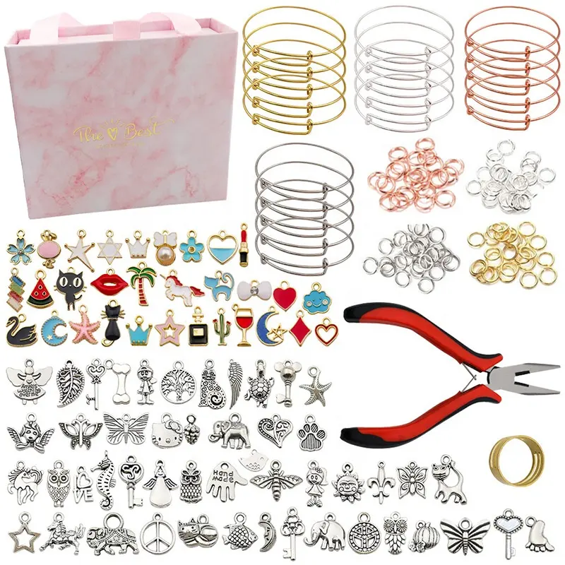 DIY Handmade Bracelets and Charms for Jewelry Making Kit Mix Sosorted Metal Pendant for Bangle