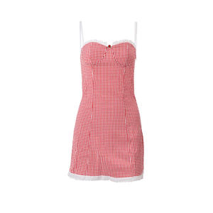 Whermery Plaid Y2K encaje Vintage correa de espagueti Mini Vestidos sin espalda estética Casual vestido ajustado fiesta de noche Vestidos de verano - Product Image 1