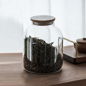Pot de <span class=keywords><strong>terrarium</strong></span> en verre de forme ronde fait main avec couvercle en bambou pour le stockage du thé - Product Image 6