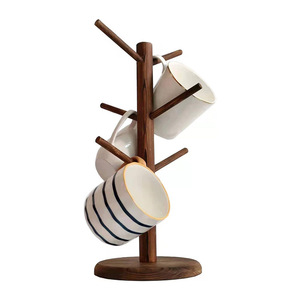 Bamboo Cup Holder <b>Tree</b> Branch Shape 6 Tier Draining Rack For <b>Mugs</b> Teacups Coffee Cups Natural Wood Color - Product Image 5