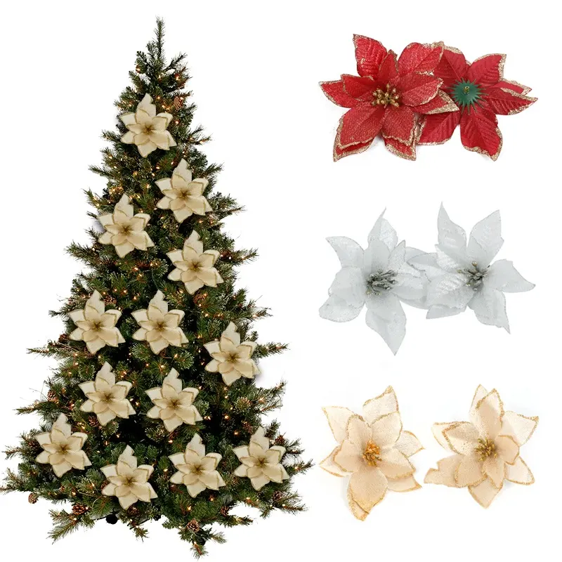 FY Artificial Flowers Christmas Tree Ornaments Decorations for Home Xmas Tree New Year Decor Navidad Christmas accessories