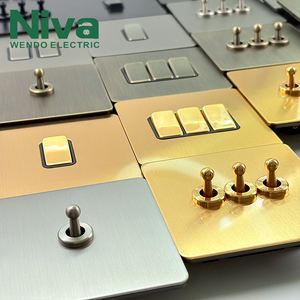 Interrupteurs muraux personnalisés Niva NV2 Luxury Home, norme britannique, 3 gangs, 2 voies, panneau en acier inoxydable, prise électrique, style rétro - Product Image 4