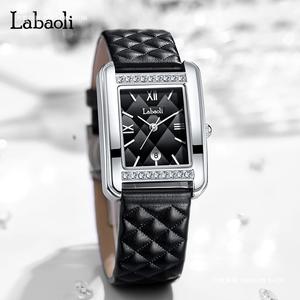 Montre à quartz carrée minimaliste de style rétro avec bracelet en cuir classique - Product Image 2