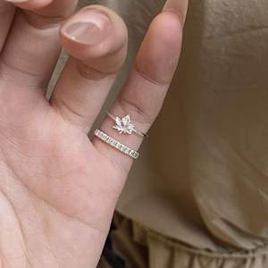 Bague en argent pur S925, feuille d'érable, style coréen cool, exquis, simple, superposé, cercle uni, incrustation, licence privée - Product Image 1