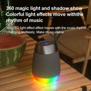 Enceinte Bluetooth sans fil, basses puissantes, lumière LED d'ambiance, en tissu, étanche, petite enceinte audio pour l'extérieur - Product Image 3
