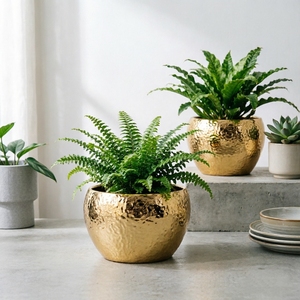 <span class=keywords><strong>Vaso</strong></span> di <span class=keywords><strong>Fiori</strong></span> <span class=keywords><strong>in</strong></span> Ceramica Martellata Placcata Oro, Lussuoso e Moderno, per Arredamento Casa, Soggiorno e Ufficio - Product Image 2