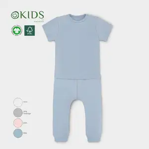 Ensemble cadeau T-shirt legging doux pour bébé Pyjamas en viscose de bambou Ensembles de vêtements pour bébé à manches courtes