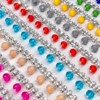 Chaîne de strass colorée en gros, garniture perlée en cristal pour bijoux, chaussures, sacs, accessoires de robe de mariée