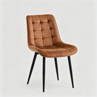 Chaise de salle à manger de luxe en velours rose capitonnée avec pieds en plastique pour appartement et maison (vente en gros)