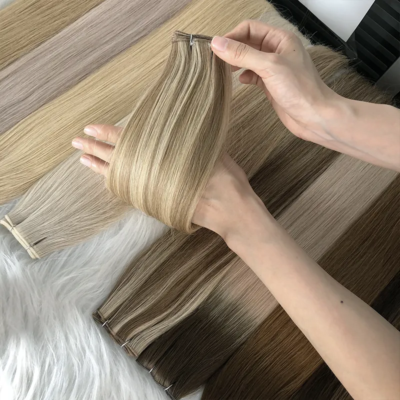 Invisible Russian Thin Genius Weft 100% Human Hair Weft Thick Ends Genius Weft Human Hair Extension