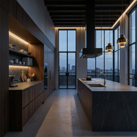 Cuisine Modulaire Certifiée CE, Écologique, Moderne et Minimaliste, Texture Bois Premium, Garantie 5 Ans pour Loft de Luxe, Prise en Charge OEM ODM