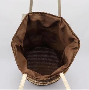 Bolso Tote de Paja con Diseño de Media Luna y Puntos, Estilo Bohemio para Mujer, Abierto, con Asa, Paneles Coloridos, Ecológico, de Poliéster - Product Image 2