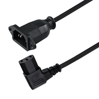 Cable de Extensión KC IEC320 C14 a C13 para Computadora, 30 cm, Orificios de Tornillo C14, C13 en Ángulo, H05VV-F 3G 0.75 mm IP11