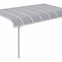 Toldo Manual de Aluminio para Jardín o Patio, Diseño Cantilever sin Postes en el Suelo, Techo Arqueado, Estilo Moderno, PVC para la Entrada Principal