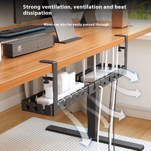 Pengatur kabel bawah meja tebal, pengatur soket kawat, rak penyimpanan bawah meja dapat disesuaikan - Product Image 4