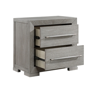 โต๊ะข้างเตียงสีเทาสไตล์โมเดิร์น 2 ลิ้นชัก เฟอร์นิเจอร์ห้องนอนร่วมสมัย - Product Image 3