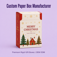 Boîte cadeau de Noël, emballage de Noël personnalisé, carton avec couvercle et base, logo en feuille d'or, conteneur en carton rigide de qualité supérieure