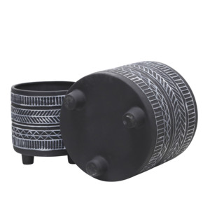 Jardinières modernes sur pied en céramique noire, pots décoratifs pour intérieur et extérieur, lot de deux - Product Image 5
