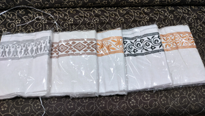 Hot Selling Best Quality Combed African Emma Sudanese Arabia Scarf Designer Turban Embroidery Woven Anti-Pill <b>White</b> Color <b>Voile</b> - Product Image 2