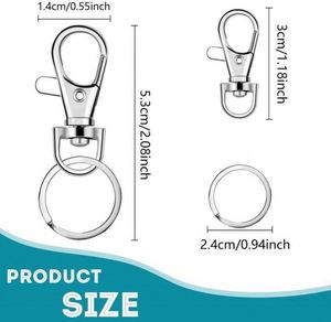 Moschettone in metallo con anello portachiavi, per artigianato, gioielli, clip per laccetti, moschettone girevole, fermagli per portachiavi - Product Image 3