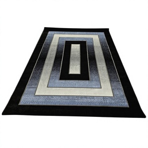 Tapis Adiva Jacquard tissé turc, antidérapant avec envers en caoutchouc, fabriqué à la machine, en polyester, lavable, géométrique, à poils ras, fin, pour la maison - Product Image 1