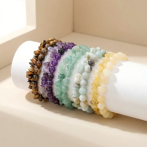 สร้อยข้อมือหินธรรมชาติ ลูกปัดคริสตัลรูปทรงไม่สม่ำเสมอ ของขวัญสำหรับทุกเพศทุกวัย เครื่องประดับจากเมืองอี้หวู่ ดีไซน์เรขาคณิต รูปทรงกลม - Product Image 1
