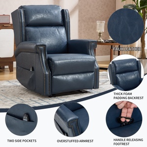 Cuir synthétique ciré bleu Manuel 155 °   <span class=keywords><strong>Fauteuil</strong></span> inclinable avec massage et chaleur, sans outils, robuste - Product Image 6
