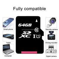 Mini carte SD avec capacité d'enregistrement 64 Go 32 Go 4K carte TF de vitesse A1 compatible avec les caméras de sécurité DVR 2 Go 512 Mo 128 Mo