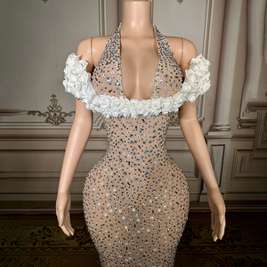 Novance Y4239 automne femmes vêtements 2024 robes de bal élégant Sexy licou avec cristal luxe fête longue robe robe de soirée - Product Image 4