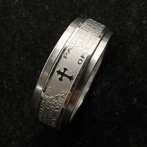 Wholesale Cross Men's <b>Ring</b> <b>Cheap</b> Trendy Titanium Christian Prayer Jewelry Chunky Silver Evergreat SM0545 Custom Size - Product Image 3